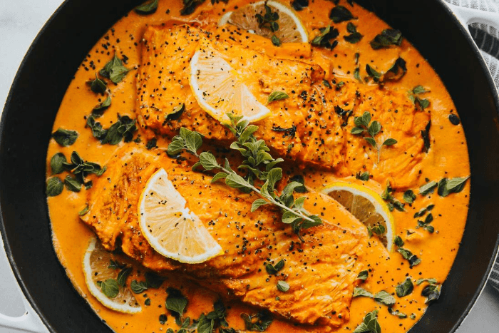 Zoutarme zalmcurry met peultjes