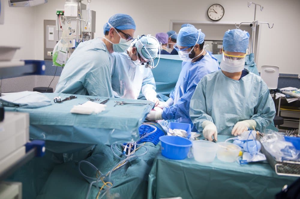 Doktoren die een niertransplantatie uitvoeren