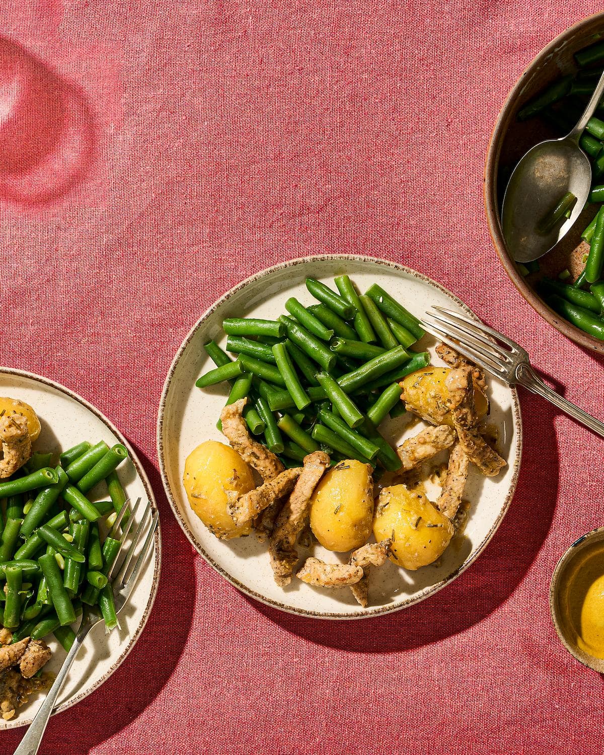 Zoutarm recept mosterdkrieltjes met sperziebonen en vleesreepjes