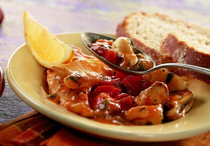 Zoutarm visstoofpotje met mosselen en garnalen