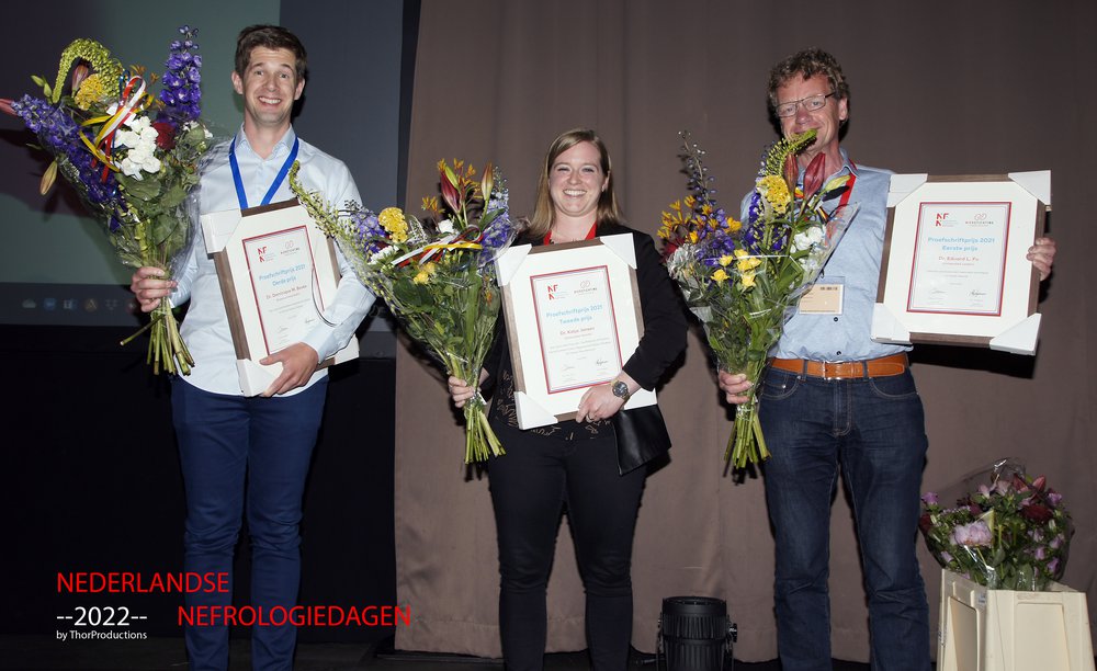 De winnaars van de Proefschriftprijs tijdens de Nefrologiedagen