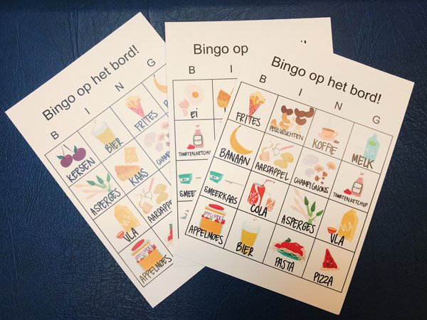 Bingo kaarten met thema eten