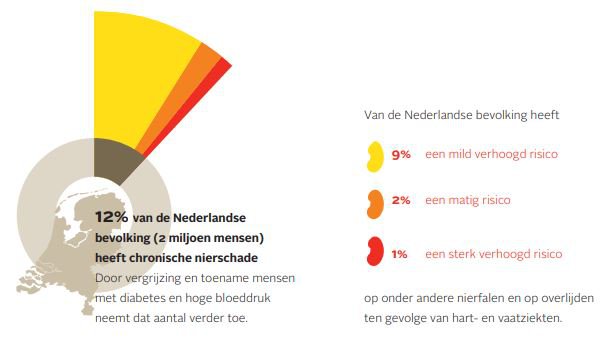 Grafiek over percentage bevolking Nederland met nierschade